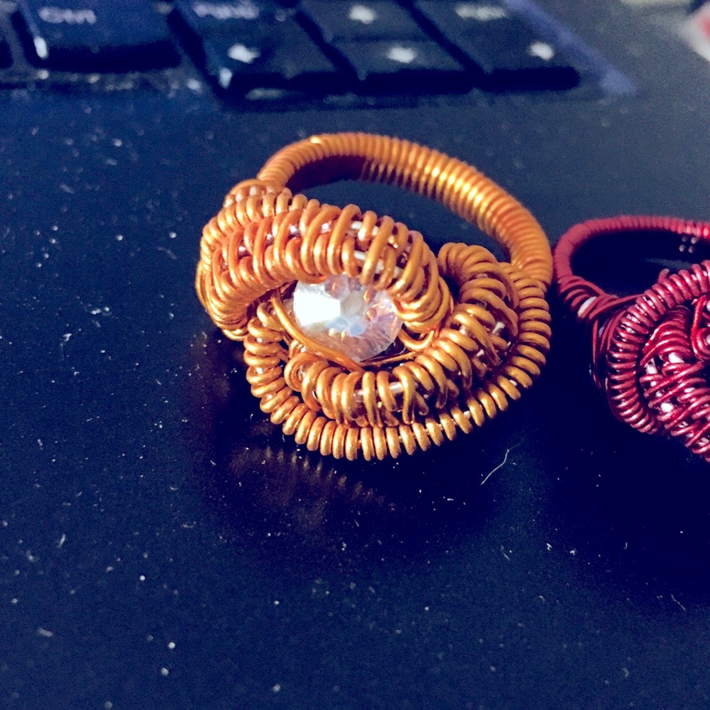 Chunky Orange Wire Ring Sz 9